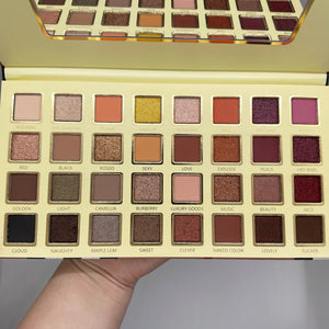 32 Color Eyeshadow Palette - Matte and Shimmers With Lipgloss