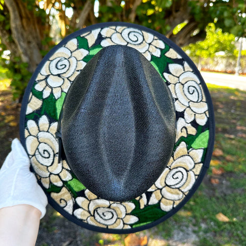 Delicate Flowers Embroidered Sombrero