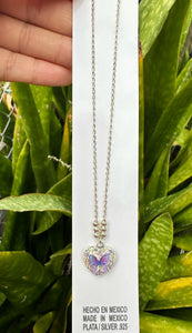 3D Purple Butterfly Necklace - Silver 925