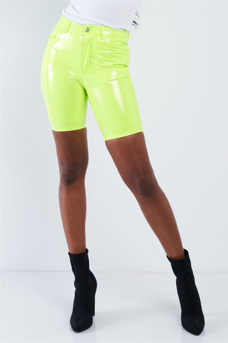 Keep Moving Faux Leather Biker Shorts