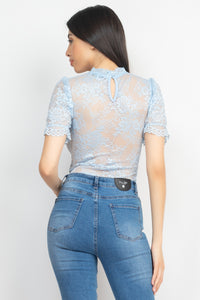 Stasia Floral Lace Corset Keyhole Bodysuit