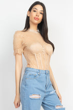 Load image into Gallery viewer, Stasia Floral Lace Corset Keyhole Bodysuit