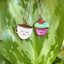 Load image into Gallery viewer, Coffee and Cupcake Necklace Set