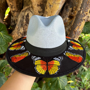Butterfly Dreams Embroidered Sombrero (Light Gray)